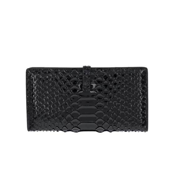 Black Kensington Snake Print Soft Wallet