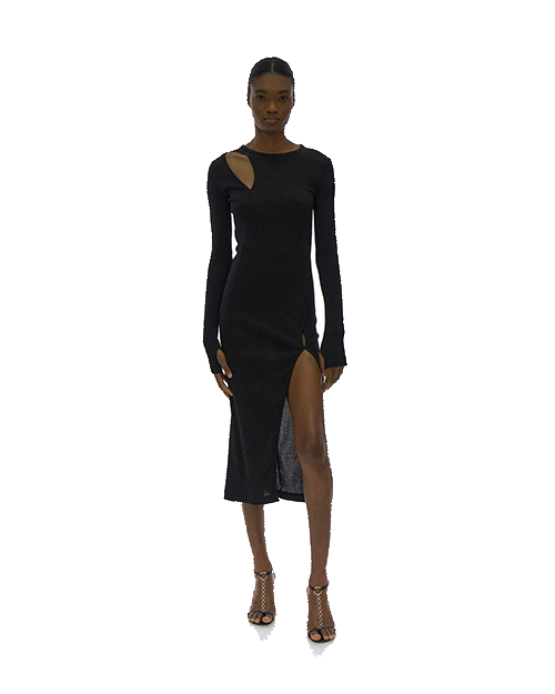 Base Double Rib Black Dress