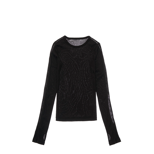 Slash Long Sleeve Black Top