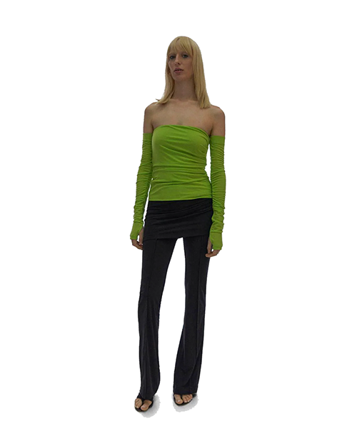 Twist Off The Shoulder Green Top