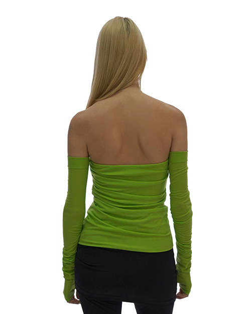 Twist Off The Shoulder Green Top