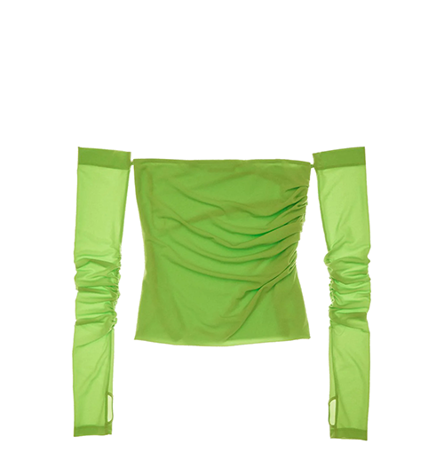 Twist Off The Shoulder Green Top