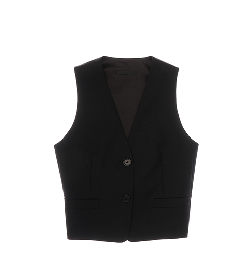 Stretch Wool Black Vest