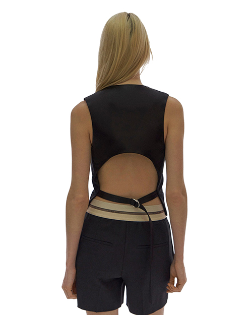 Stretch Wool Black Vest