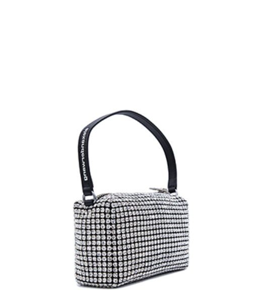 White Heiress Medium Pouch With Crystals
