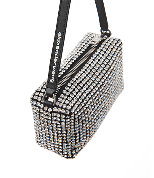 White Heiress Medium Pouch With Crystals
