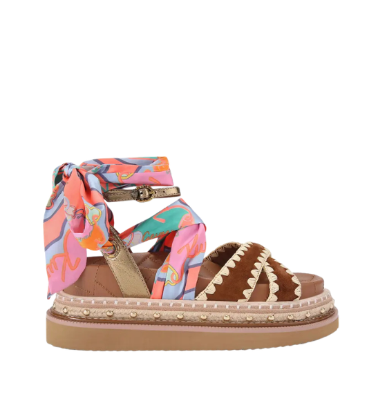 Tan Comb Orson Cross Scarf Sandal