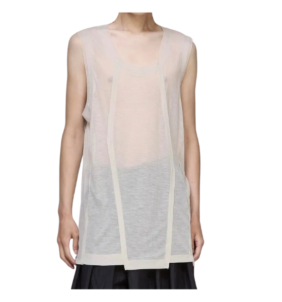 Beige Polyptych Sleeveless Runner Top