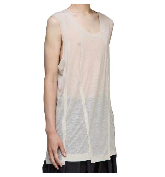 Beige Polyptych Sleeveless Runner Top