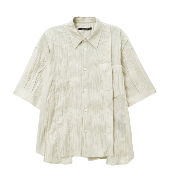 Beige Polyptych Crease Half Shirt