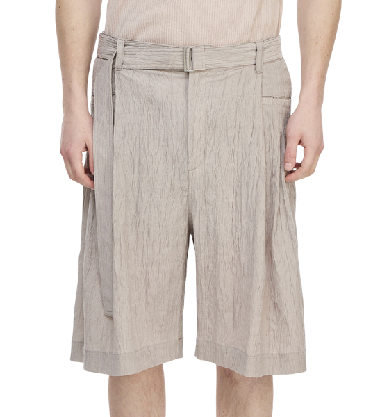 Beige Edgefold Volume Shorts
