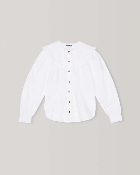 White Cotton Poplin Fitted Shirt