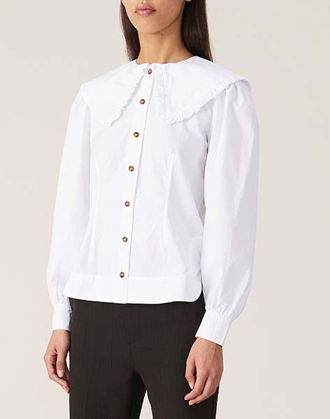 White Cotton Poplin Fitted Shirt