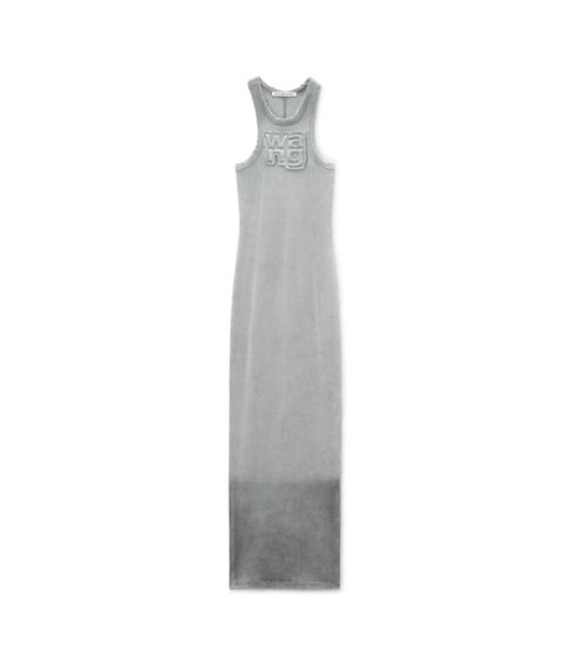 Distressed Edge Maxi Grey Dress