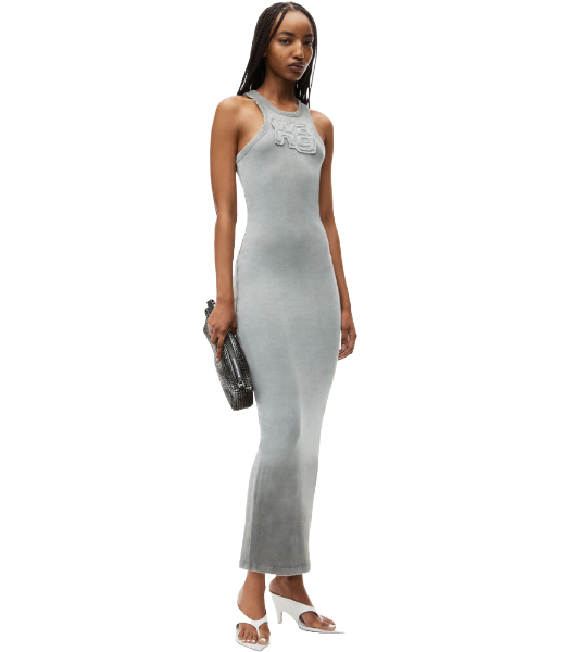 Distressed Edge Maxi Grey Dress