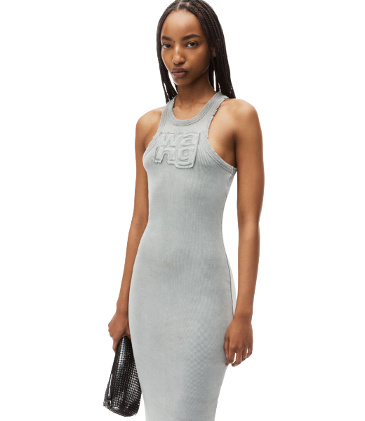 Distressed Edge Maxi Grey Dress