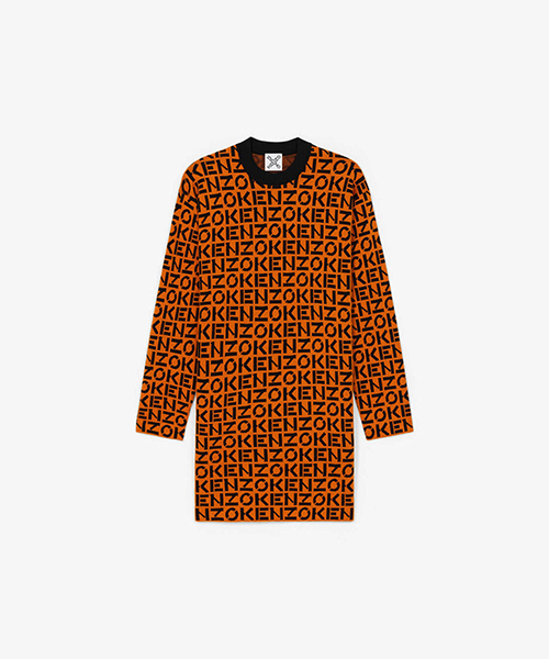 Knitted Logo Shift Orange Dress