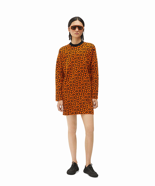 Knitted Logo Shift Orange Dress