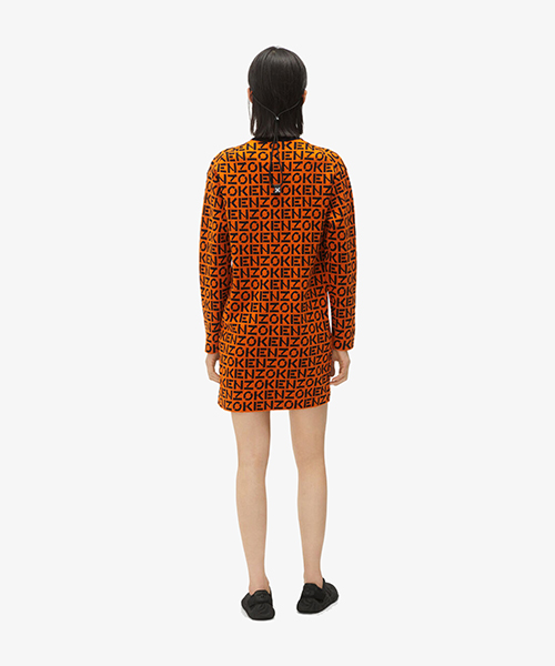 Knitted Logo Shift Orange Dress