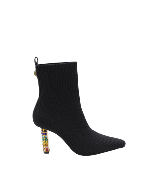 Black/Comb Fabric Ankle Boots