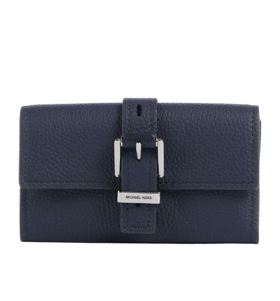 Midnight Blue Nolita Leather Md Flap Trifold Wallet