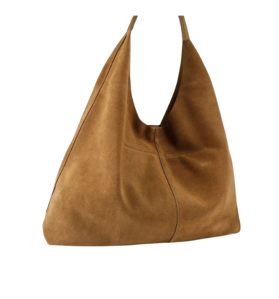 Tan Suede Chelsea Large Slouch Hobo Bag