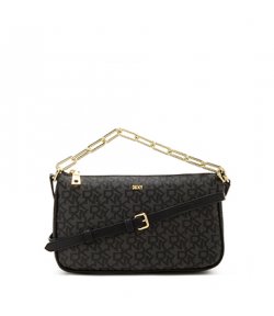 Black Logo Gold Chain Double Bag