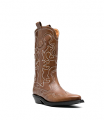 Mid Shaft Embroidered Tiger's Eye Western Boots