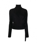 Brushed Alpaca Wrap Black Bloose