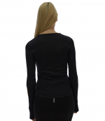 Slash Long Sleeve Black Top