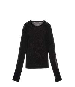 Slash Long Sleeve Black Top