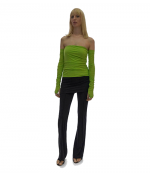 Twist Off The Shoulder Green Top