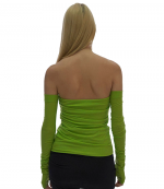 Twist Off The Shoulder Green Top