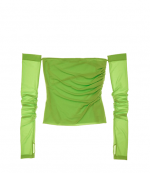 Twist Off The Shoulder Green Top