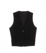 Stretch Wool Black Vest