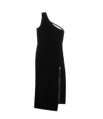 Asymmetric Black Zip Dress