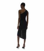 Asymmetric Black Zip Dress