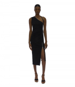 Asymmetric Black Zip Dress