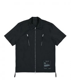 Zip Short Sleeve Black Shirt