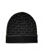 Vertical Stripes Logo Print Black Beanie