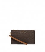 Brown MK Logo Double Zip Wallet