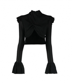 Draped Ruffled-Cuffs Top