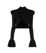 Draped Ruffled-Cuffs Top