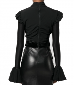 Draped Ruffled-Cuffs Top