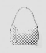 Silver Check Sequin Jet Set Charm Shoulder Bag