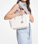 Marylin Optic White Leather Tote