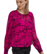 DKNY Fucsia Black Top