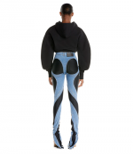 Slited Bi-Material Spiral Jeans