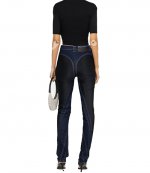 Dark Blue/Black Twist-Panelled High-Waist Jeans