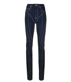 Dark Blue/Black Twist-Panelled High-Waist Jeans